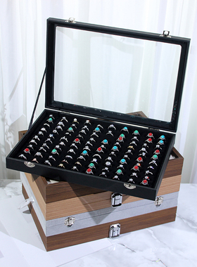 大容量戒指收纳盒子带盖防尘戒子展示托盘看货盘耳钉饰品首饰盒
