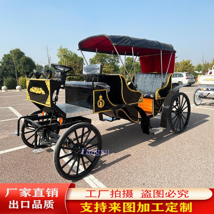 电动黑色款欧式观光马车草原拉车