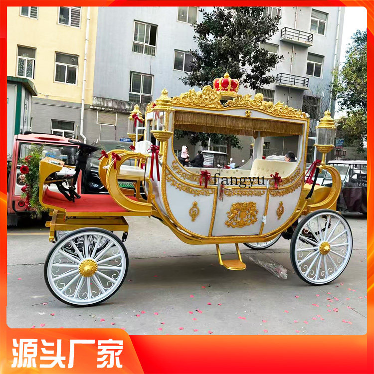 婚礼欧式复古金色雕花马车摆件