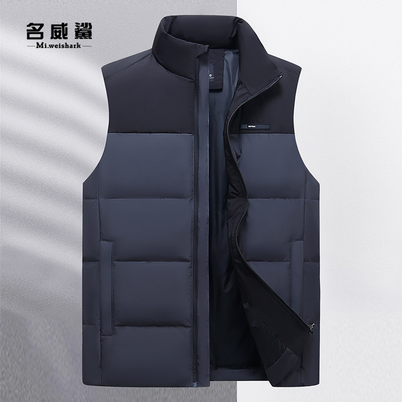 가을 겨울 다운 조끼 남성 중년 및 노인 아빠의 착용 두꺼운 느슨한 야외 조끼 겉옷 따뜻한 다운 조끼