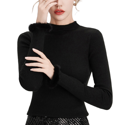 袖口羽毛羊毛毛针织衫