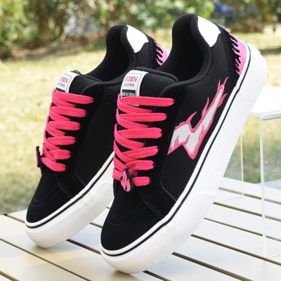 火焰图案男士夏季透气百搭帆布鞋