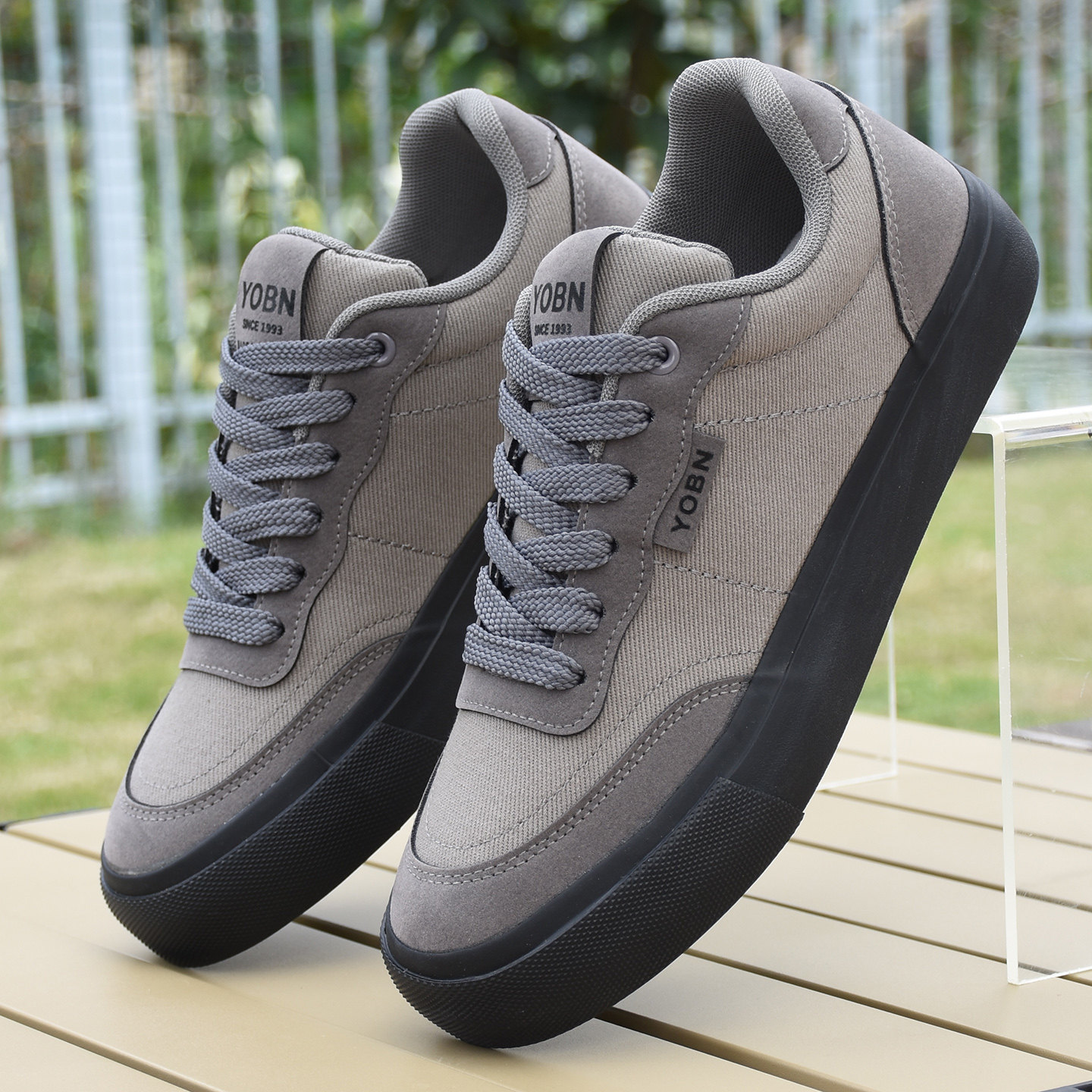 2025新款秋季鞋子男鞋复古帆布鞋男透气休闲板鞋灰色系带百搭潮鞋,流行男鞋,帆布鞋,淘宝优惠券,粉丝福利购,淘宝优惠卷