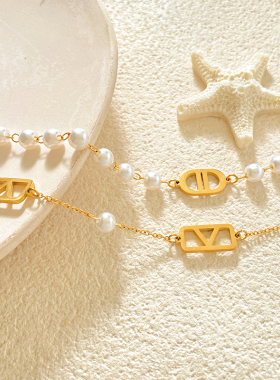 法式猪鼻子珍珠手链闺蜜同款