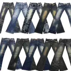 Eg Foreign Trade Vintage Denim Y2K Millennial Style Low-Waist Shibuya Wide-Leg Flared Floor-Length Pants