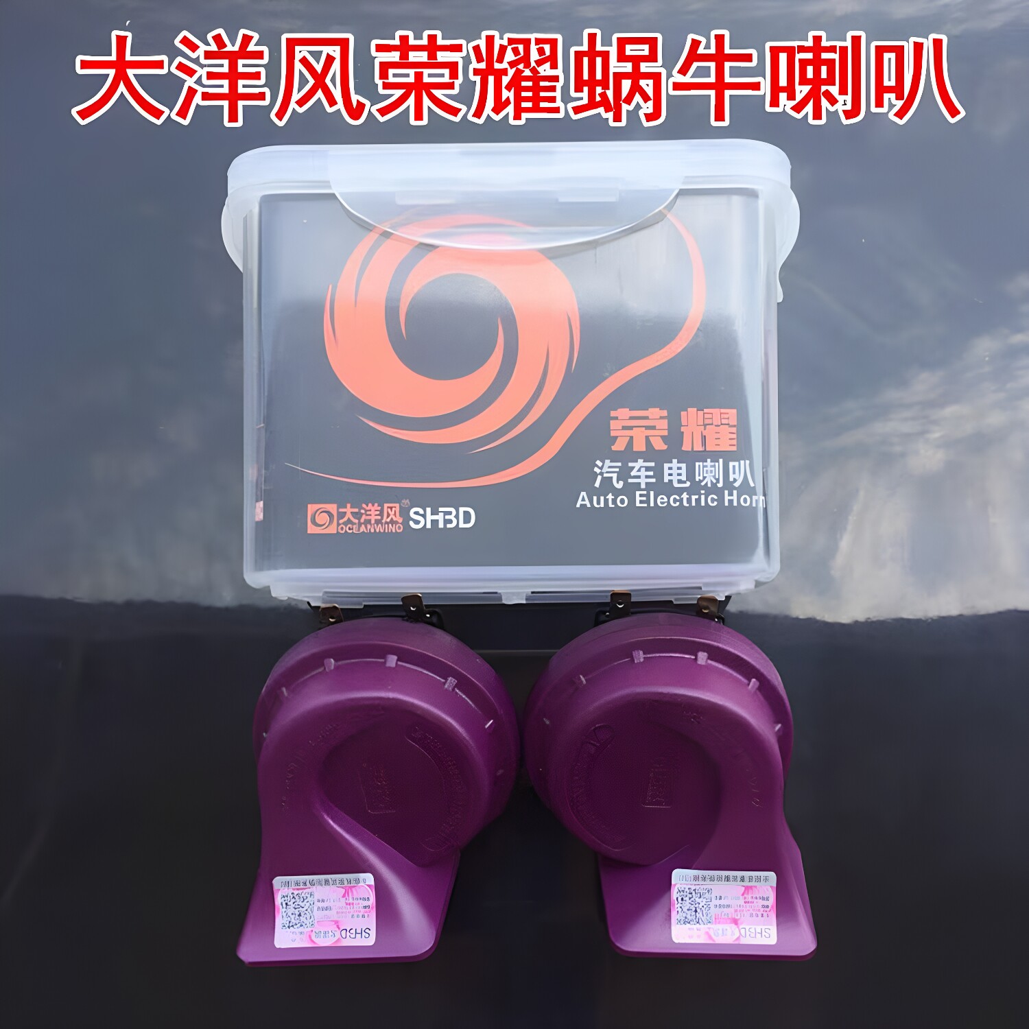 大洋风荣耀汽车改装蜗牛喇叭 12V通用高低音双音超响鸣笛防水喇叭