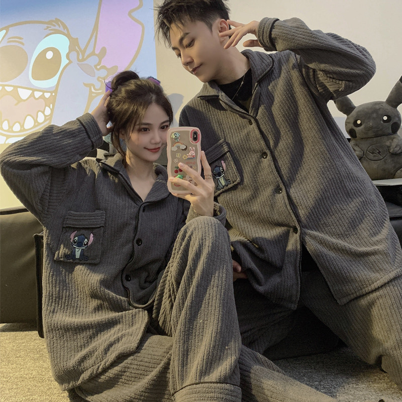 史迪仔情侣睡衣睡裤套装珊瑚绒秋冬季加绒加厚男女款法兰绒家居服,女士内衣/男士内衣/家居服,睡衣/家居服套装,淘宝优惠券,粉丝福利购,淘宝优惠卷