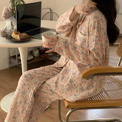 可外穿全棉纱睡衣女士居家服套装