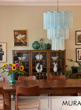 法式MURANO淡蓝色玻璃南洋中古客厅穆拉诺水晶别墅楼梯主卧室吊灯