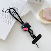 可爱卡通黑色尼龙手机链挂手腕创意垫片手机挂绳短款 手提防丢防摔