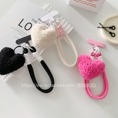 黑色米白色玫红毛绒爱心短款 手机挂绳可手提结实垫片手机链挂手腕