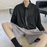 送领带~秋长袖衬衫DK制服情侣衬衣男女衬衫衬衣601-1-Q711-p30，男装衬衫，星座601-1