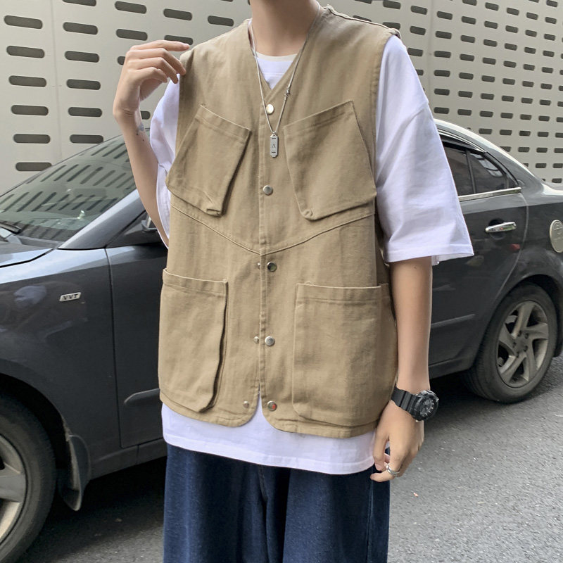 工装马甲夏季潮流宽松复古原宿风无袖背心外套-MJ011-p35,男装背心/马甲,星座601-1