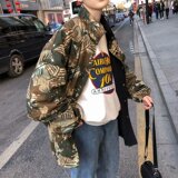 迷彩外套男韩版潮流休闲两面穿夹克ins潮牌炸街港风立领上衣，男装夹克，星座601-1