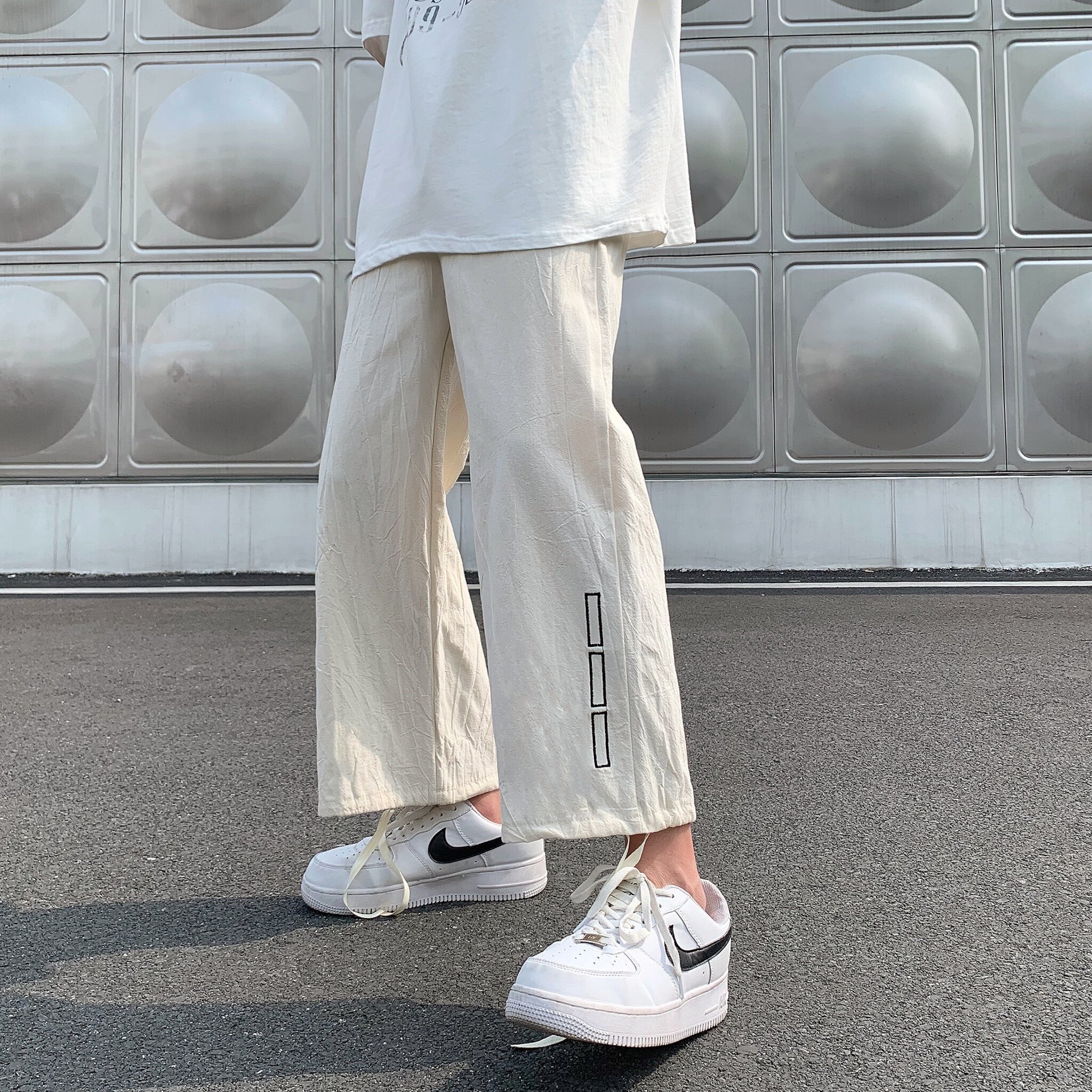 棉麻裤子高街ins痞帅直筒休闲裤男韩版潮流夏季阔腿裤-p35,男装休闲裤,星座601-1