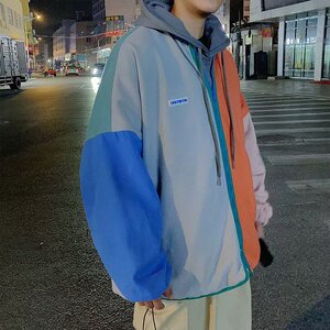 拼接外套男韩版潮流宽松外衣百搭休闲青年两面穿夹克-j006-p65图片