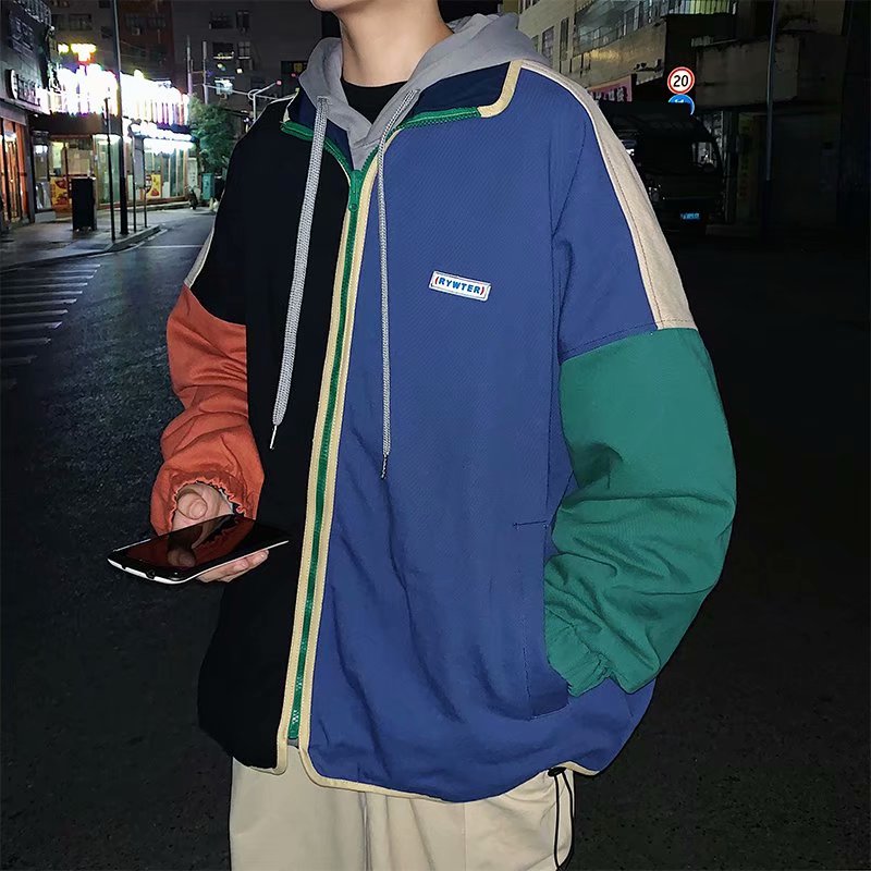 拼接外套男韩版潮流宽松外衣百搭休闲青年两面穿夹克-j006-p65,男装夹克,星座601-1