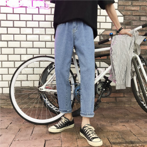 2021春款牛仔裤男宽松9九分直筒ins港风坠感阔腿裤601-1-K901-P35图片