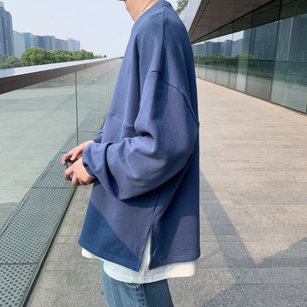 日系卫衣男2021秋季新款假两件套头上衣601-1-W91701-p30图片