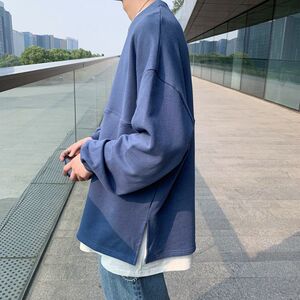 日系卫衣男2021秋季新款假两件套头上衣601-1-W91701-p30图片