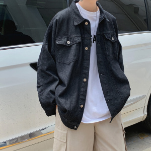 春秋季牛仔外套男韩版潮流复古工装夹克潮牌ins港风宽松帅气上衣图片