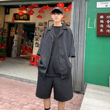 夏季套装男薄款运动休闲坠感潮牌短袖衬衫潮流韩版帅气宽松小西服，男装西服套装，星座601-1