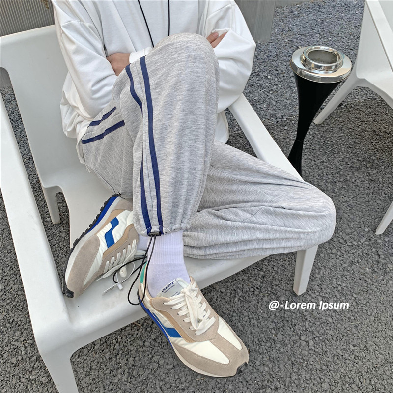 侧边织带条纹小脚弹力长裤高级休闲裤男女百搭601-1-k319-p35,男装休闲裤,星座601-1