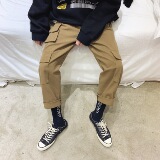 ins多口袋裤子男士潮牌港风潮流宽松ulzzang休闲裤bf工装裤，男装休闲裤，星座601-1