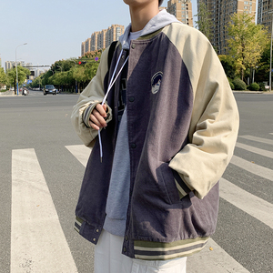 2021新款夹克外套男韩版宽松潮流棒球服春季帅气学院风运动上衣图片