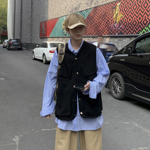 工装马甲夏季潮流宽松复古原宿风无袖背心外套~MJ011-p35图片