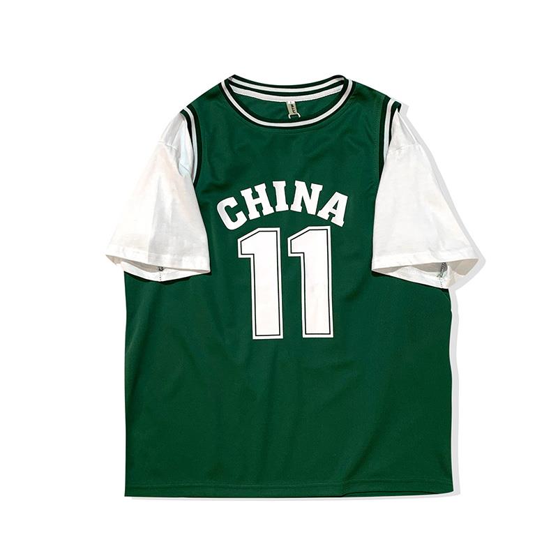 短袖套装假两件套篮球运动体恤男t恤短裤涤纶训练服跑步健身-p40,男装休闲套装,星座601-1