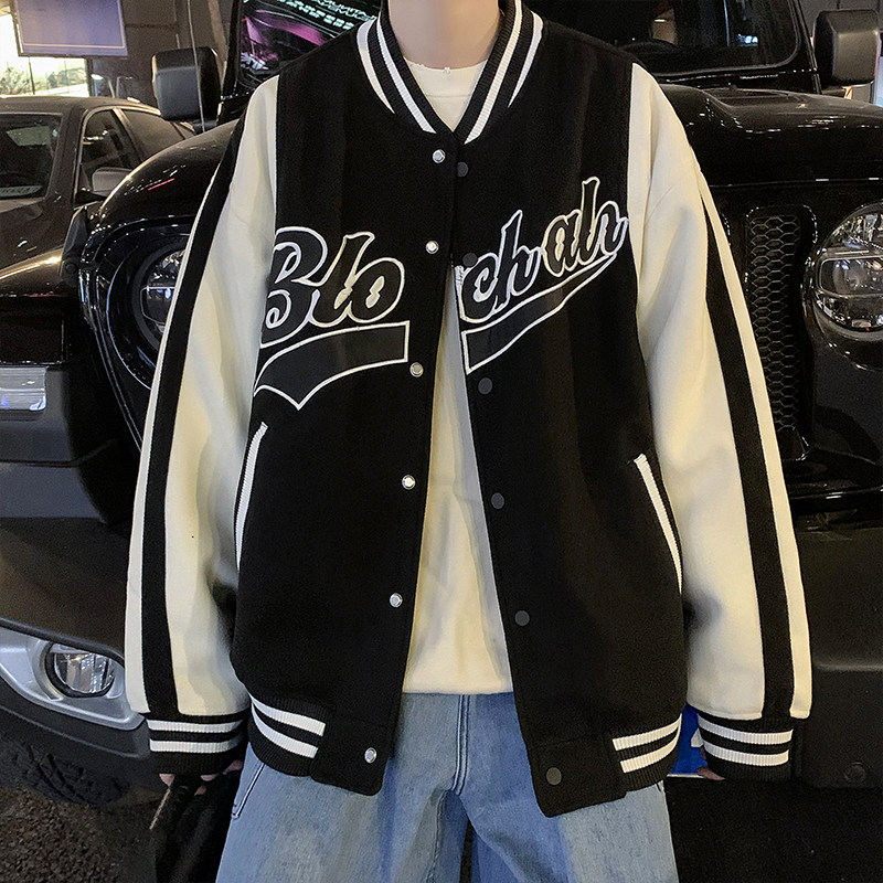 美式潮牌拼色棒球夹克外套情侣ins潮流宽松棒球服601-1-jk110-p58,男装夹克,星座601-1