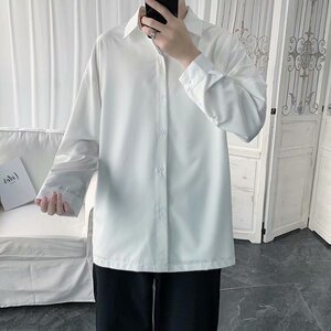 春季原宿bf风坠感很仙的衬衫男韩版潮流休闲情侣款西装领长袖衬衣图片