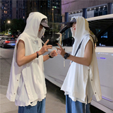 背心男夏季透气宽松坎肩白色连帽ulzzang无袖T恤棉马甲-BX50-p30，男装背心/马甲，星座601-1