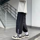 棉麻裤子高街ins痞帅直筒休闲裤男韩版潮流夏季ulzzang日系阔腿裤，男装休闲裤，星座601-1