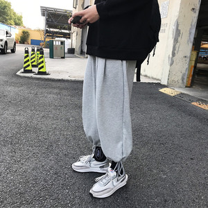 很仙的裤子男痞帅韩版潮流2021新款春季百搭直筒宽松束脚九分卫裤图片