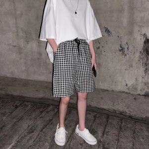 2021爆款推荐`格子短裤男女情侣休闲五分裤夏季直筒~KZ30-p28图片