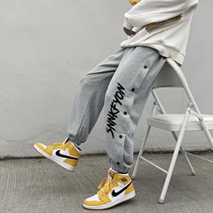 籃球排扣褲子男街舞嘻哈側扣子運動褲黑暗系高街衛褲