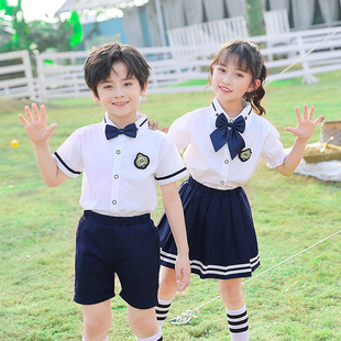 幼儿园园服夏季 儿童校服套装 英伦风小学生班服纯棉学院风大合唱服