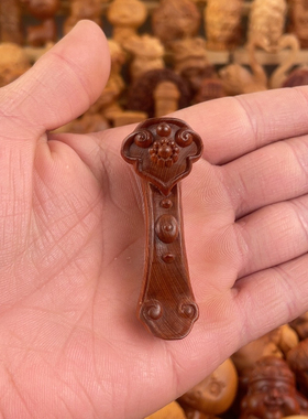 太行崖柏木雕莲花如意手把件文玩随身把玩件实木家居装饰平安摆件