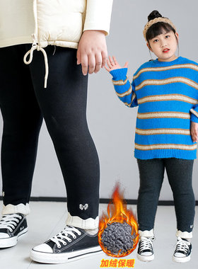 女童打底裤加绒2025年加厚冬装初中生外穿打底裤子高腰高弹一体绒