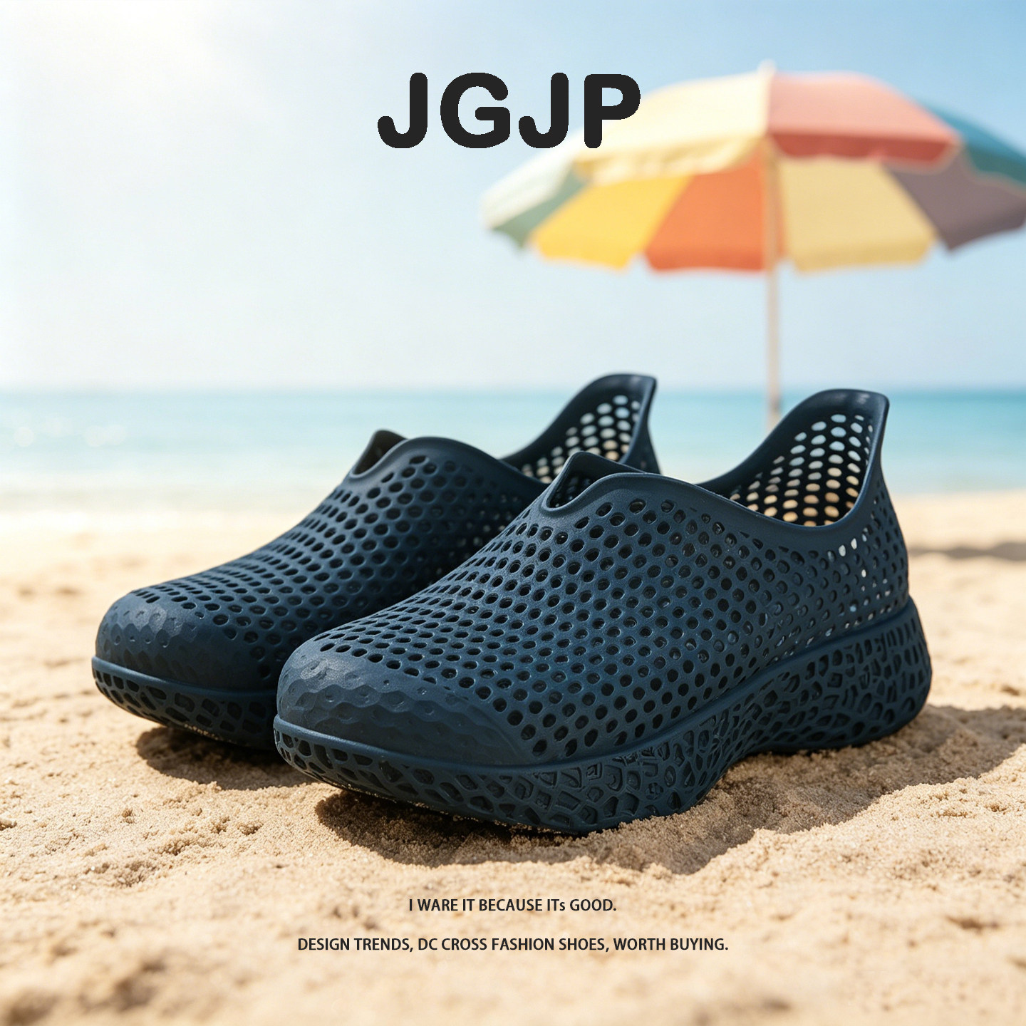 JGJP3D打印鞋设计潮流感防滑包跟透气上街时尚通勤沙滩情侣洞洞鞋