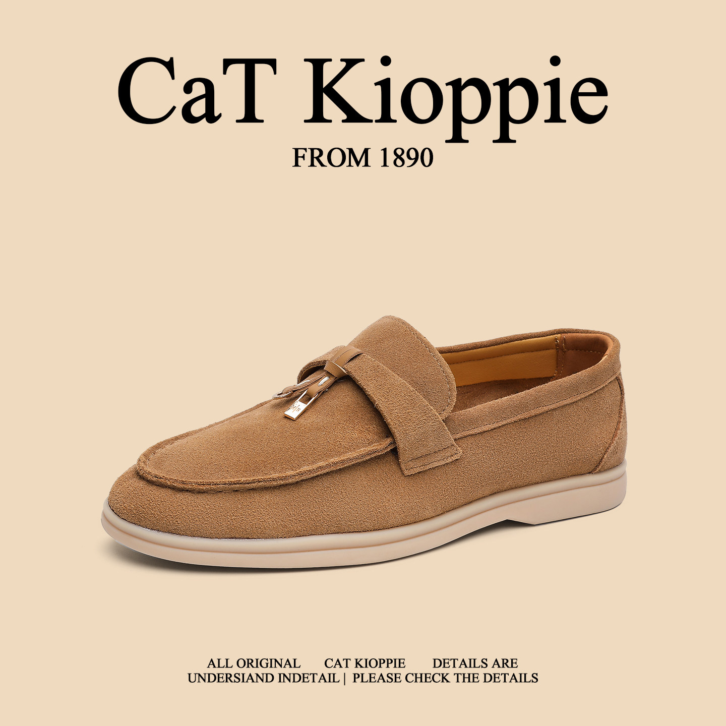【复古摩登】CaTKioppie男士休闲皮鞋低帮豆豆鞋系带尖头舒适皮鞋