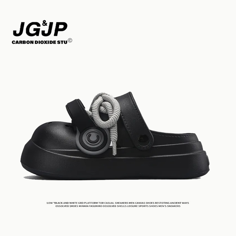 JGJP鞋带耳机洞洞鞋男女情侣款夏季外穿厚底增高配饰懒人包头拖