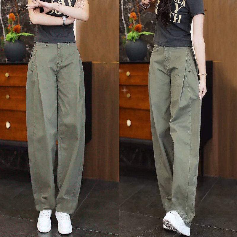 军绿色工装裤女秋季裤子2026