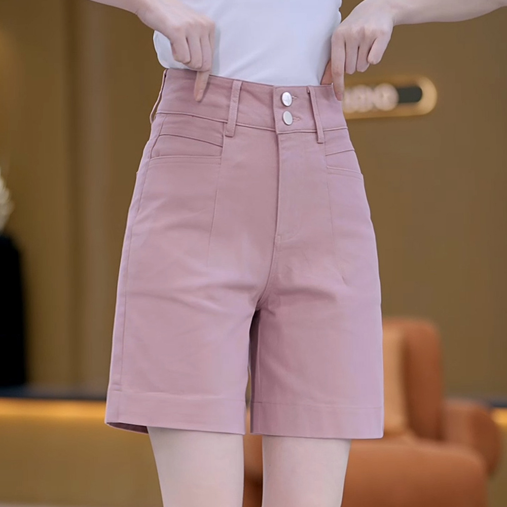 软牛仔五分短裤女夏季2025新款高腰宽松显瘦百搭休闲a字直筒中裤