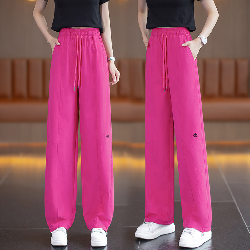玫红色美式工装直筒裤女2