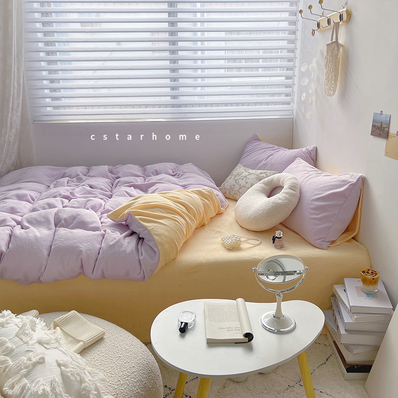 暖fufu牛奶绒四件套梦幻奶油紫春秋床单被套单人三件套珊瑚绒套件