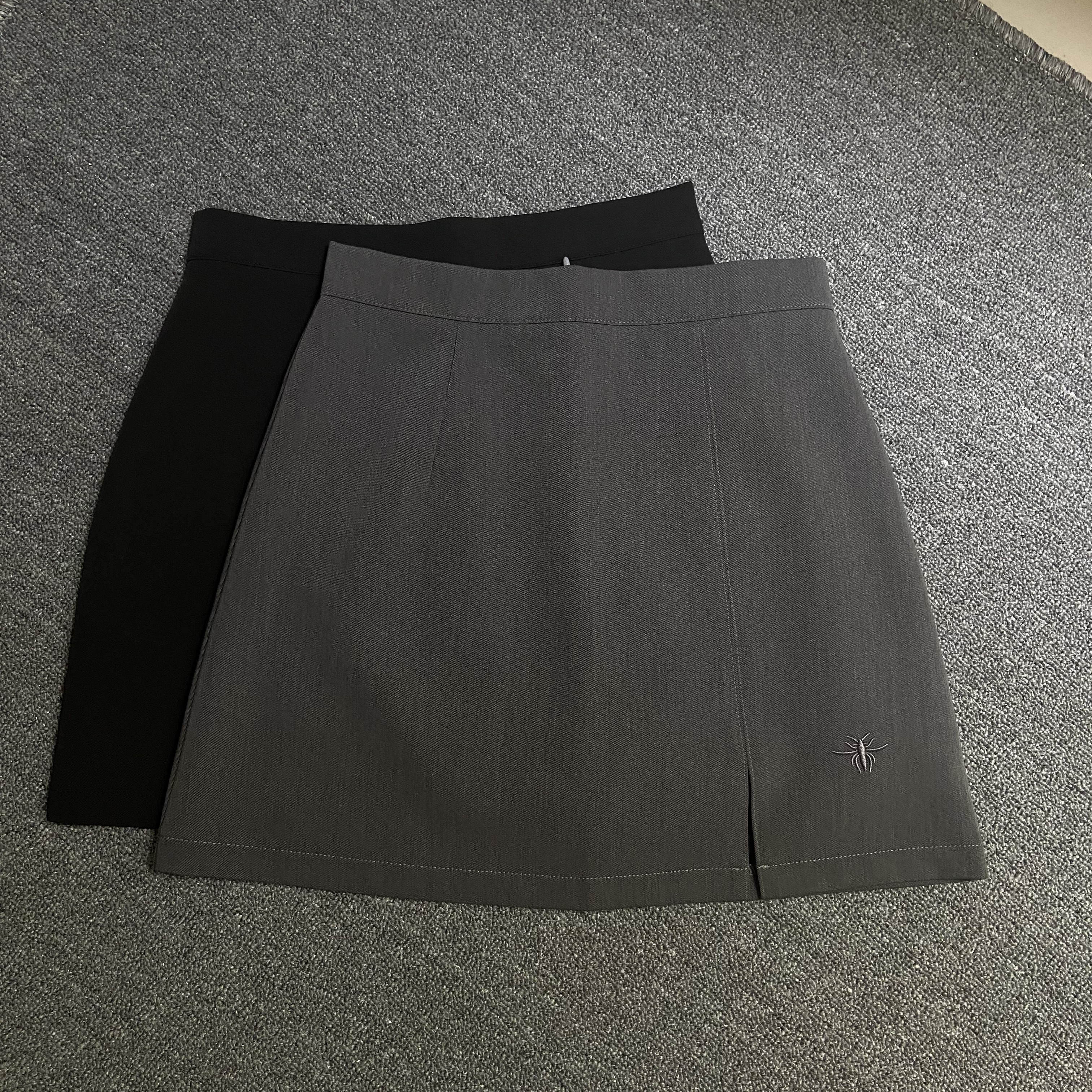 懿心坊高腰西装料侧开叉A字短款裙裤女夏高级感小蜜蜂刺绣休闲裙