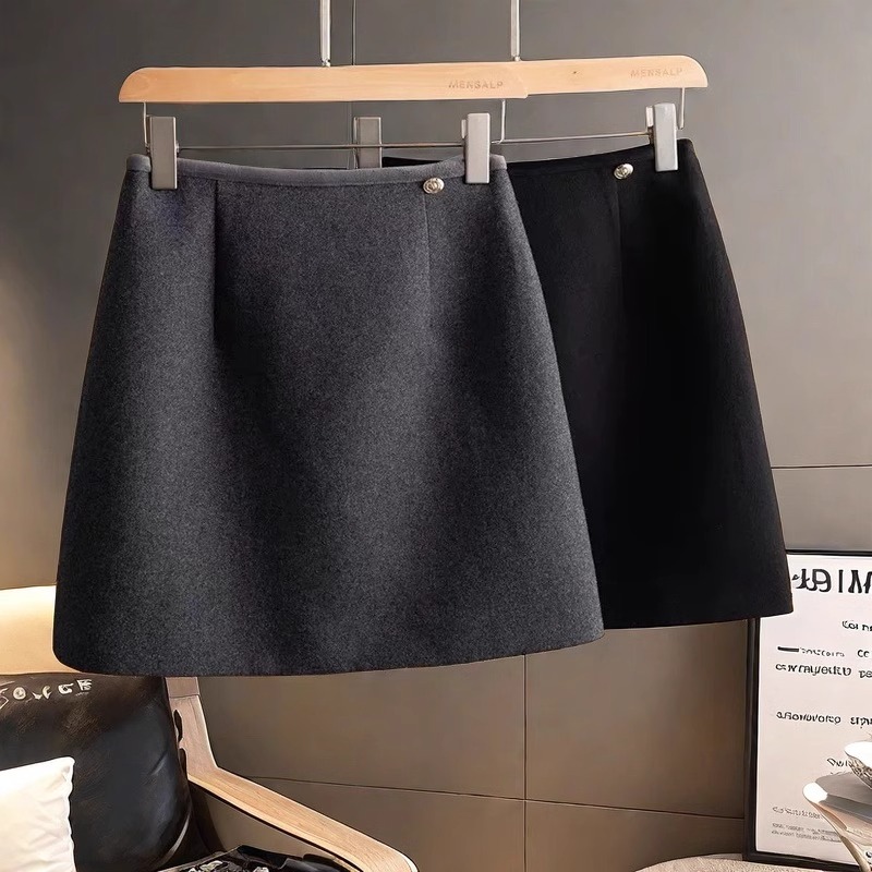 毛呢半身裙A型短裙气质